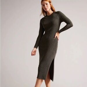 Ted Baker Sayrah Metallic Midi Knit Dress - Dark Green Size 2